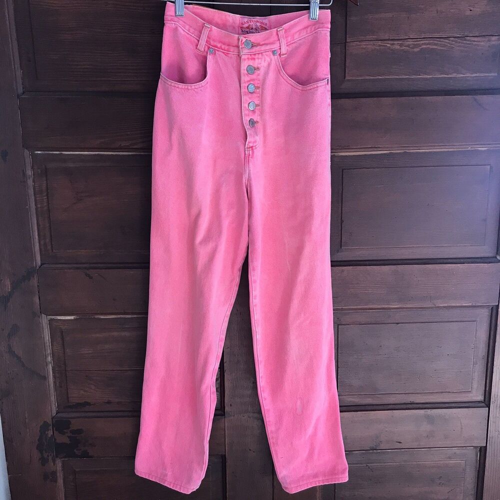 VTG Neon Pink San Francisco Jeans Size Small High Rise Button Fly Western Rodeo